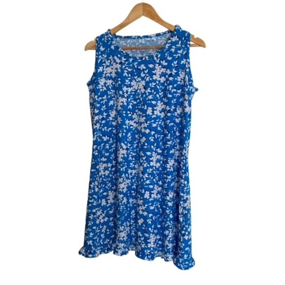Draper James Blue & White Floral Tank Dress with Ruffle Hem S/M - Picture 2 of 8